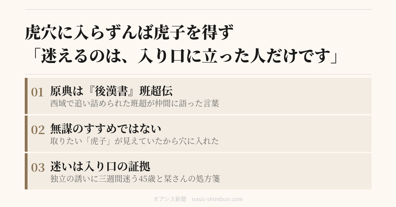 虎穴に入らずんば虎子を得ず しおり堂の処方箋